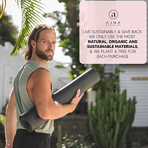 Ajna Natural Rubber Yoga Mat Decrease High Density Dry Grip Black Mandala