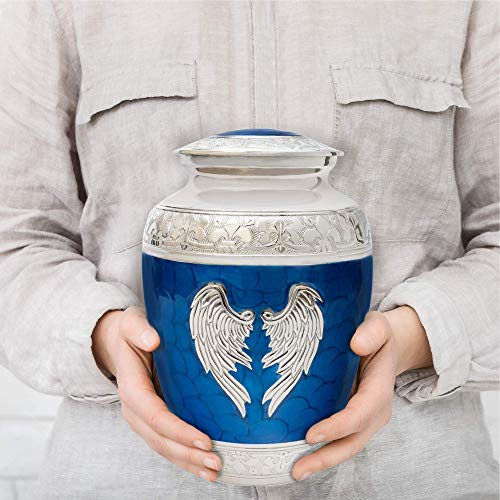 Angel Wings Urns for Ashes Adult Male. Blue Cremation