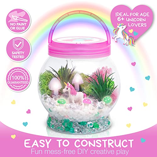 Amitié Lane Light Up Unicorn Terrarium Kit Arts & Crafts Gift Ages 5 to 8