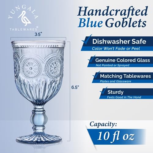 Yungala Vintage Glasses Set of 6 Blue Glassware Colorful Glassware & Drinkware