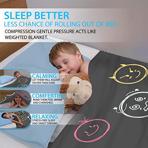 Sensory Blanket for Kids - Comfortable Compression Bedding - Cuddle Light Soft Sheets - Stretchy Lycra Quality Blankets for Boys, Girls & Toddler (Emoji Design) (Full)