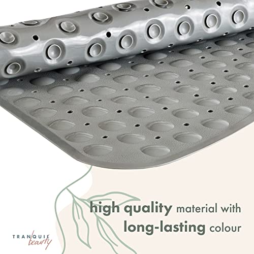 Tranquil Beauty Curved Solid Grey Shower Mat 53x53cm/21x21in | Non-Slip, Machine-Washable Quadrant Bath Mat for Walk in Shower Tray | Shower Mats Non-Slip Suction Cups Ideal for Kids & Eldery