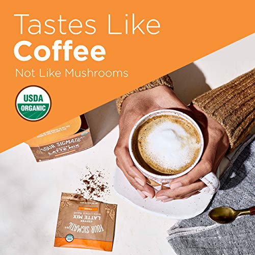 Mushroom Coffee Latte by Four Sigmatic | Organic Instant Coffee Latte Mix with Lion's Mane, Chaga Mushrooms & Coconut Milk Powder | Immune & Energy Support | Keto & Dairy-Free | 10 Count