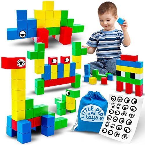 Little Pips Toys 50pcs Magnetic Blocks for Kids Ages 3 to 6 Motor Skills