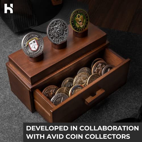 Holme & Hadfield Challenge Coin Display Case The Podium Walnut Unique