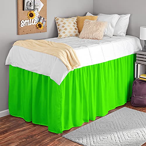 Parrot Green Twin Xl/32 Drop College Dorm Dust Ruffled Bed Skirt Egyptian Cotton