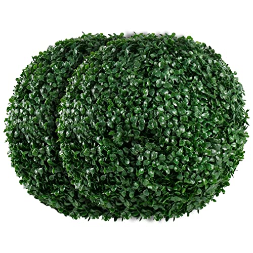 Flybold Boxwood Balls Artificial Topiary Ball for Outdoors 2 Pcs 15.7 Inch Green