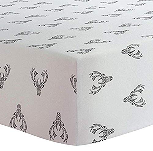 Kushies Baby Flannel Crib Sheet Deer Design Elasticized 28x52 Inch Made in Canada