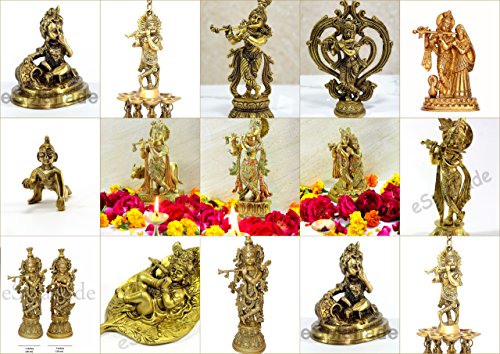 eSplanade - Krishna Wall Hanging Brass Diya with Bells | Oil Lamp | Home Decor | Diya, Deepak, Deepam (Krishna Diya) - Height: 9" Inches