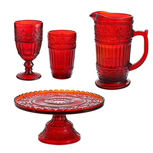 Chui 40 Ounce Red Glass Pitcher, Vintage Style