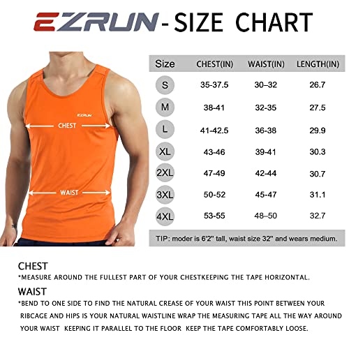 EZRUN Men's Quick Dry Sport Tank Top for Bodybuilding Gym Athletic Training Tank(Orange XXL)
