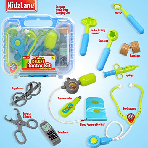 Kidzlane Doctor Kit for Kids | Kids Doctor Playset with Electronic Stethoscope | Christmas Toy Medical Kit for Kids | Pretend Play Doctor Set for Toddlers | Children's Realistic Dr. Kit with Sounds