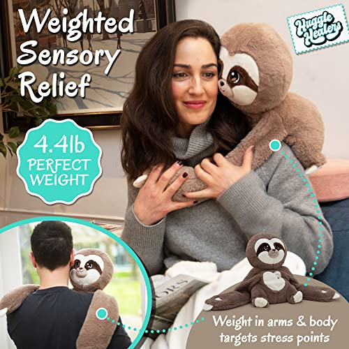 Huggle Healers Sloth Weighted Stuffed Animal - The Ultimate Weighted Stuffed Animals for Kids and Adults w/Removable Lavender Heat Bag