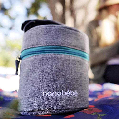 nanobebe Breastmilk Baby Bottle Cooler & Travel Bag Grey
