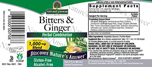 Natures Answer Bitters Ginger 2 Fl Oz Alcohol Free Digestive Support