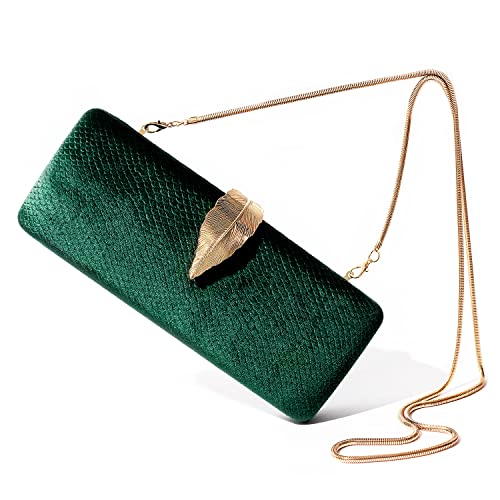Before & Ever Green Evening Clutch - Long Emerald Green Christmas Purses and Handbags for women - Women's Evening Handbags - Women's Clutch Handbags Formal Crossbody Evening Bag - Clutch Purse