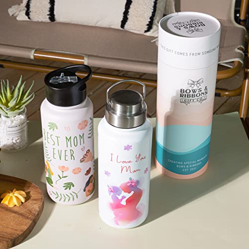 Gifts For Mom From Daughter, 32 Oz Insulated Water Bottle With Two Lids, Mom Birthday Gifts From Daughter, Birthday Gifts For Mom, Mom Gifts From Daughters, Mother Daughter Gift, Best Mom Ever Gifts