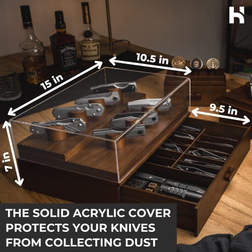 Holme & Hadfield Pocket Knife Display Case Walnut Holder Stand