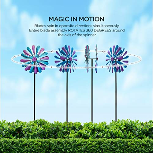 flybold Wind Spinner for Yard and Garden | Wind Spinners Outdoor, Metal, Large Windmill | 84in Height 22in Dia | Dual Direction Wind Sculptures | Kinetic Windmills Catchers for Garden Decorations