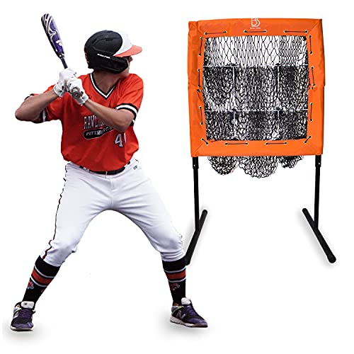 Pitching Net with Strike Zone - 9 Hole Pitching Target for Baseball and Softball Training - Portable Pitchers Net - Adjustable Height -Home or Backyard Practice for Adults and Youth BB Brother Brother
