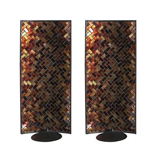 2 Pack Wall Candle Holders Decorative Autumn Leaves Metal Wall Candle Sconce | Wall Candle Holders Decorative | Vintage Mosaic Glass Candle Holder