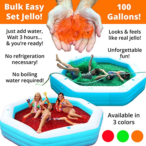 Bulk JELLO WRESTLING Mix. 100 Gallon Package! RED Jelly Wrestling Kit. Just Add Water to your Jello Pool to make a Jello Wrestling Ring. Easy Set Wrestling Jello for Parties, Tug of War & Fundraisers.