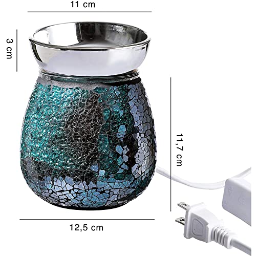 WHOLE HOUSEWARES | Mosaic Glass Fragrance and Candle Warmer for Heating Scented Candles | Electric Wax Melt Warmer | 4.9X5.7 Inch Decorative Lamp | Great for Gift & Home Decoration