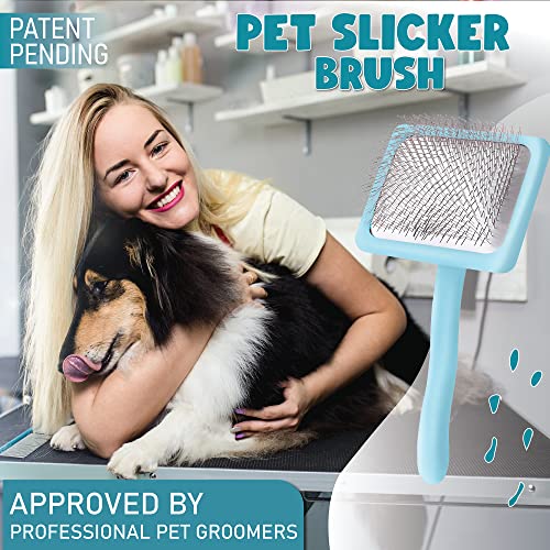 Pet Slicker Brush With Soft Massage Grooming Stainless Steel Pins Pawfect