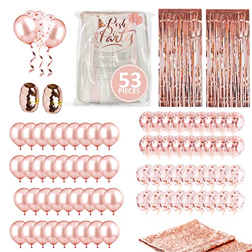 Posh Party Rose Gold Party Decorations 53 Piece Set With 48 Balloons 12inches