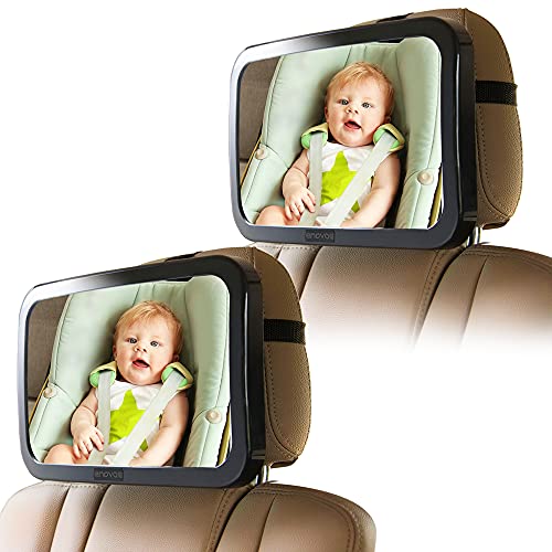Enovoe Mirror for Baby Car Seat Rear Facing - 2 Pack - Wide Convex Back Seat Mirror is Shatterproof and Adjustable - 360 Swivel Backseat Carseat Mirror Helps Keep an Eye on Your Infant