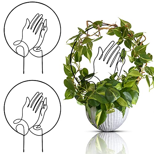 Small Trellis for Potted Plants (Pack of 2) Metal Plant Support Stake for Indoor Climbing Plants, Pothos, Monstera, Philodendron and Vines, Plant Decor Accessories - Size: 16.96" x 13.75" (Black)