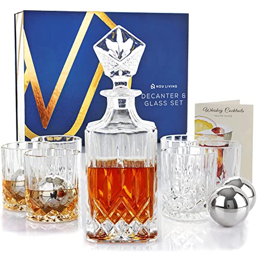 Nou Living 11 Pc Crystal Whisky Decanter Set With Glasses Whiskey Gift Box Set
