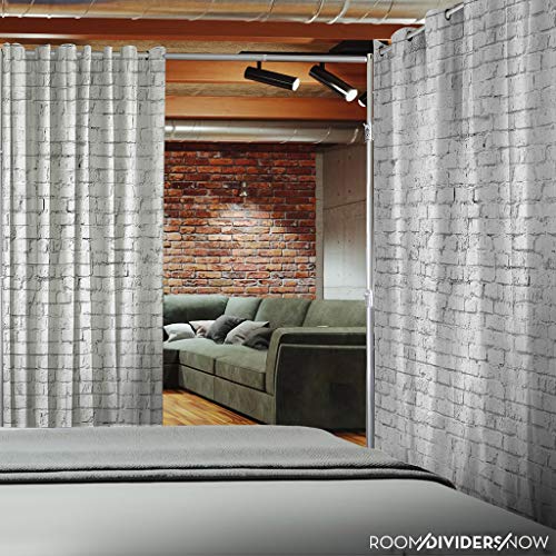 Room/Dividers/Now Premium Room Divider Curtain, 8ft Tall x 5ft Wide (White Brick) | Premium Curtains for Room Partition, Create Privacy, Blackout, Noise Reduction