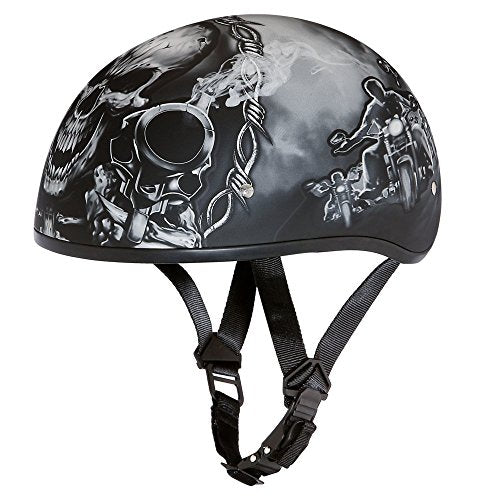 Daytona HELMETS Motorcycle Half Helmet Skull Cap Guns 100% DOT Approved