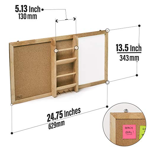 Prosumer's Choice Magnetic Whiteboard & Corkboard Combination, Combo Dry Erase White Board & Cork Board, Message Board with Key and Mail Organizer, Perfect for Office & Home & Kitchen | Bulletin Board