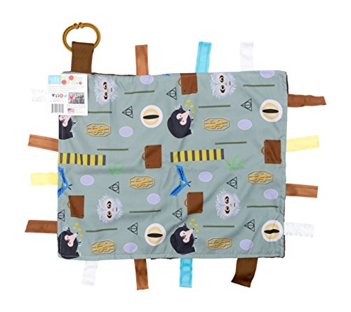 Baby Sensory Security & Teething Closed Ribbon Tag Lovey Blanket with Minky Dot Fabric: 14”X18” (Beast),Orange