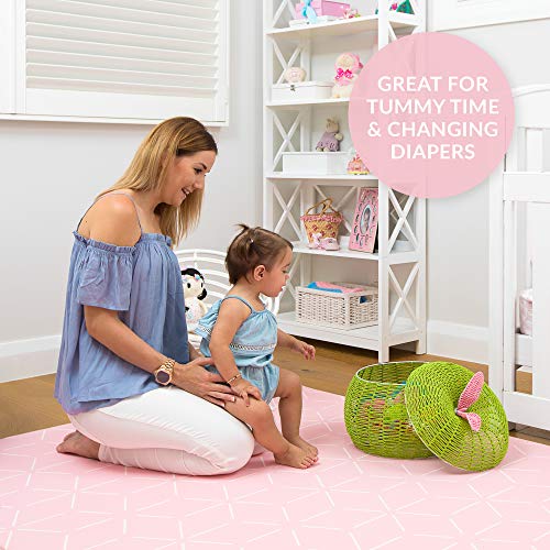 Baby Play Mat for Infants - Foam Padded Soft Ultra Cushioned Floor Mats Make Ideal Baby, Childrens & Toddler Mat. Kids 1 Piece playmat (Pink Blush/Gray Storm, Small) by Berry Lane