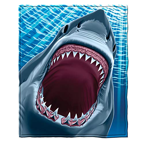 Dawhud Direct Great White Shark Fleece Blanket for Bed 75x90 Queen Size Jaws Fleece Throw Blanket