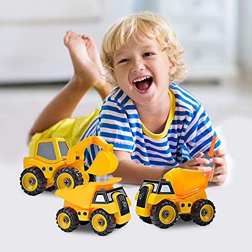 BUILD ME 3 Take Apart Construction Trucks Sounds Battery Powered Drill Yellow