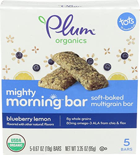 PLUM ORGANICS Organic Blueberry Lmn Toddler Snack Bars, 0.67 Ounce (Pack of 5)