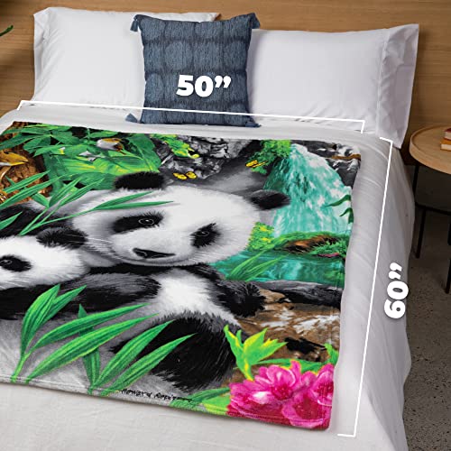 Dawhud Direct Precious Pandas Fleece Blanket for Bed Queen Size Blanket