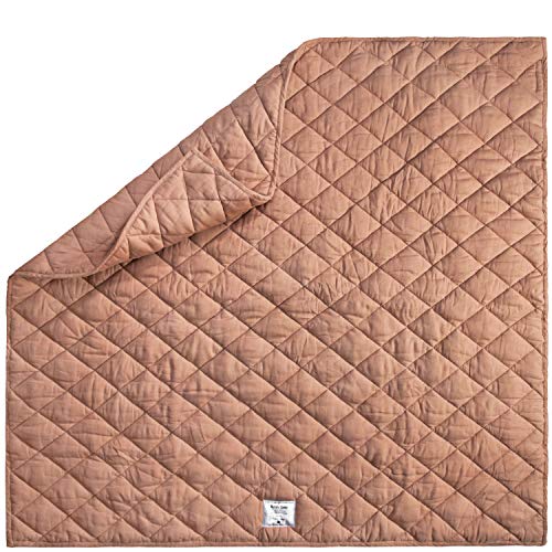 Baby Play Mat Pure French Flax Linen Tummy Time Mat Luxury Quilted Play Mats for Infants Babies & Kids Playmat for Crawling & Playing Pink Clay Square