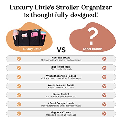 luxury little Stroller Organizer with Cup Holder and Non-Slip Adjustable Straps, Large Capacity Stroller Caddy, Water-Resistant, Fits Stroller like Uppababy, Nuna, Britax, Baby Jogger, BOB