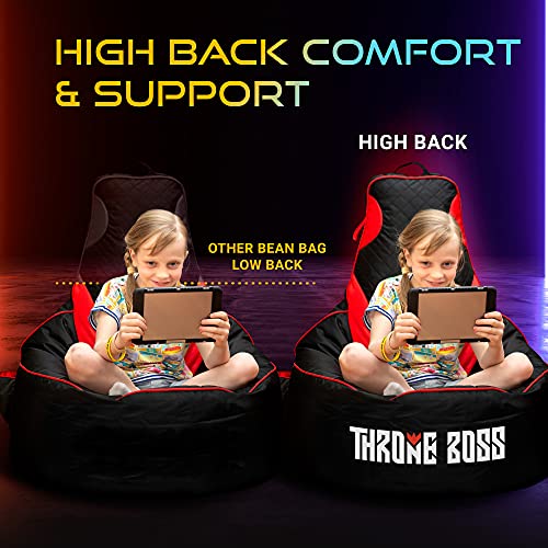 Gaming Bean Bag Chair Kids with High Back Black or Red cover only