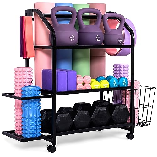 Grand Basics Home Gym Storage Rack for Yoga Mats Exercise Accessories