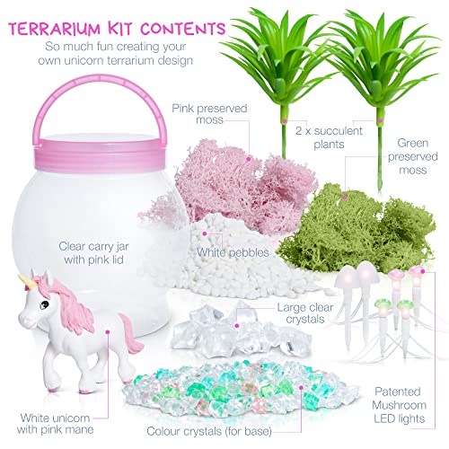 Amitié Lane Light Up Unicorn Terrarium Kit Arts & Crafts Gift Ages 5 to 8