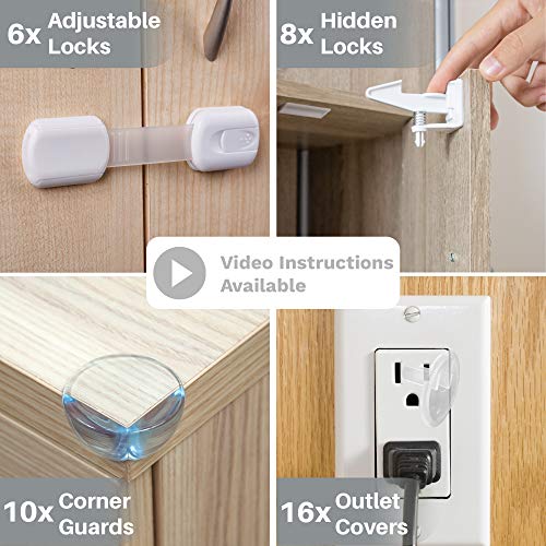 Complete Baby Proofing Kit Child Safety Hidden Corner Guards and Outle