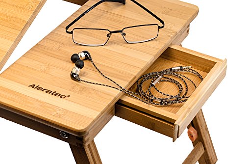 Aleratec Natural Bamboo Tablet Laptop Up to 15" Cooling Stand with Fan Table Desk