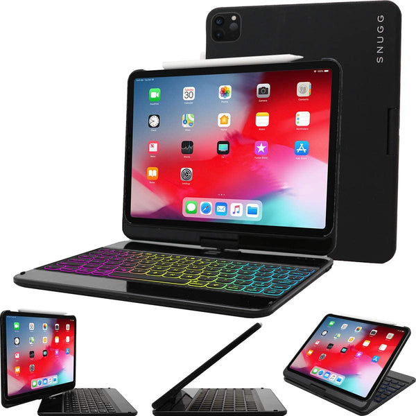 Snugg iPad Pro 12.9 Keyboard Case (2020-4th Gen), Wireless Backlit Bluetooth Keyboard Case Black
