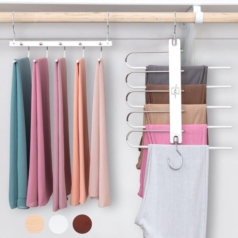 MORALVE Space Saving Hangers for closet Organizer - 4 Pack Wood Shirt  Organizer for closet Space Saver Hangers for clothes - clo